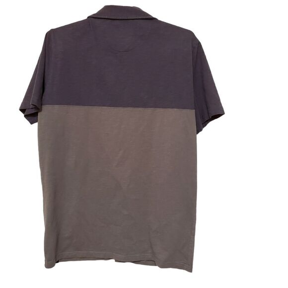 Prana Men’s Medium Blue Gray Colorblock Button Up Short Sleeve Shirt - Picture 2 of 6